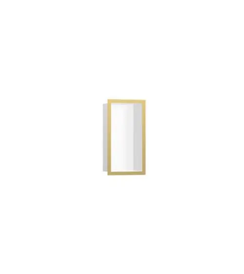 Wandnische mit polierter goldfarbener Umrandung, präsentiert von Hansgrohe, auf weißem Hintergrund, ohne erkennbare Maße oder detaillierte Produktmerkmale.